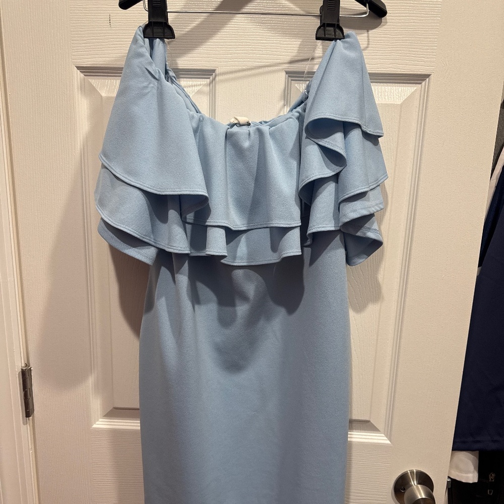 Pinkblush layered ruffle off the shoulder maternity dress
